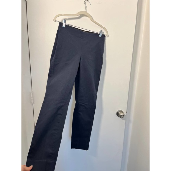 Everlane women's side zip straight leg stretch pants size 4 navy blue Cotton - Picture 3 of 8